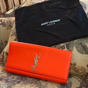 Saint Laurent Neon Orange New Clutch